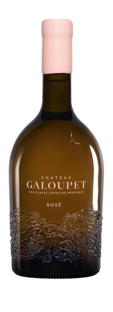 Bottle of Château Galoupet Cru Classé 2023 Côtes de Provence rosé wine.